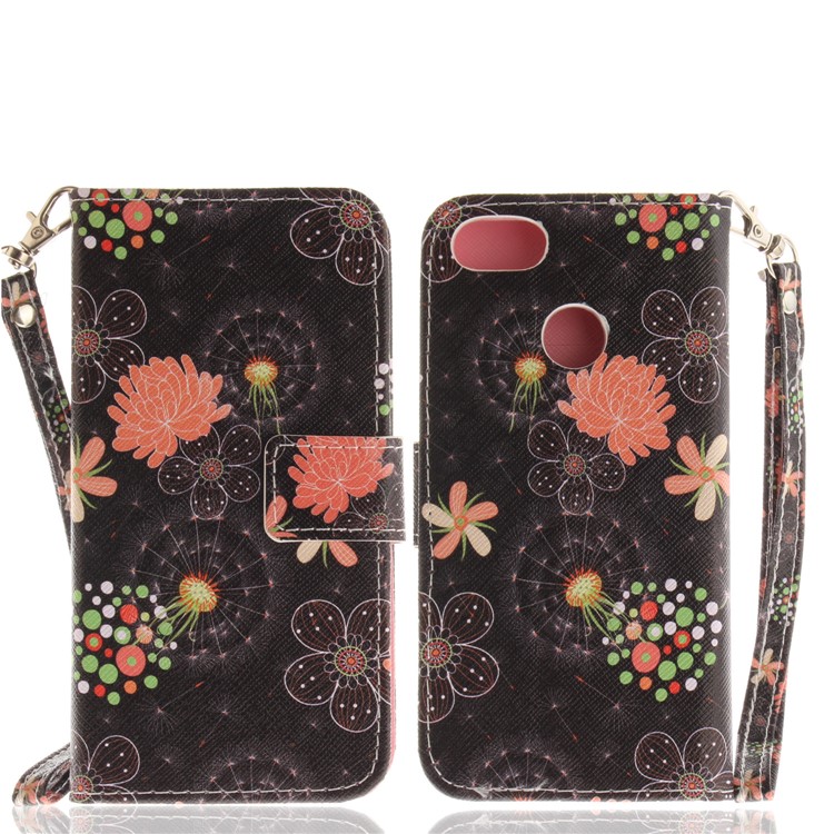 Patterned Leather Card Holder Case for Huawei Y6 Pro (2017) / Enjoy 7 / P9 lite mini - Vivid Flowers-3