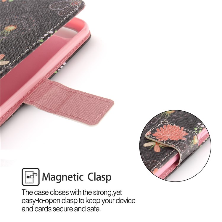 Patterned Leather Card Holder Case for Huawei Y6 Pro (2017) / Enjoy 7 / P9 lite mini - Vivid Flowers-6