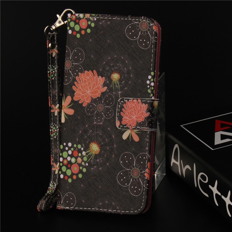 Patterned Leather Card Holder Case for Huawei Y6 Pro (2017) / Enjoy 7 / P9 lite mini - Vivid Flowers-9