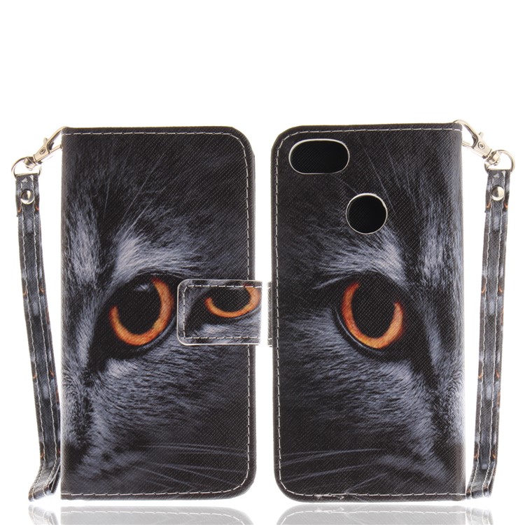 Printing Pattern Magnetic Stand Leather Wallet Cell Phone Case with Strap for Huawei P9 lite mini/Y6 Pro (2017)/Enjoy 7 - Eyes-3