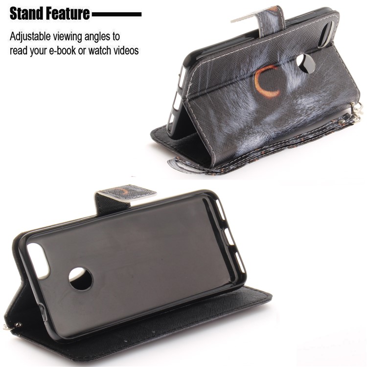 Printing Pattern Magnetic Stand Leather Wallet Cell Phone Case with Strap for Huawei P9 lite mini/Y6 Pro (2017)/Enjoy 7 - Eyes-5