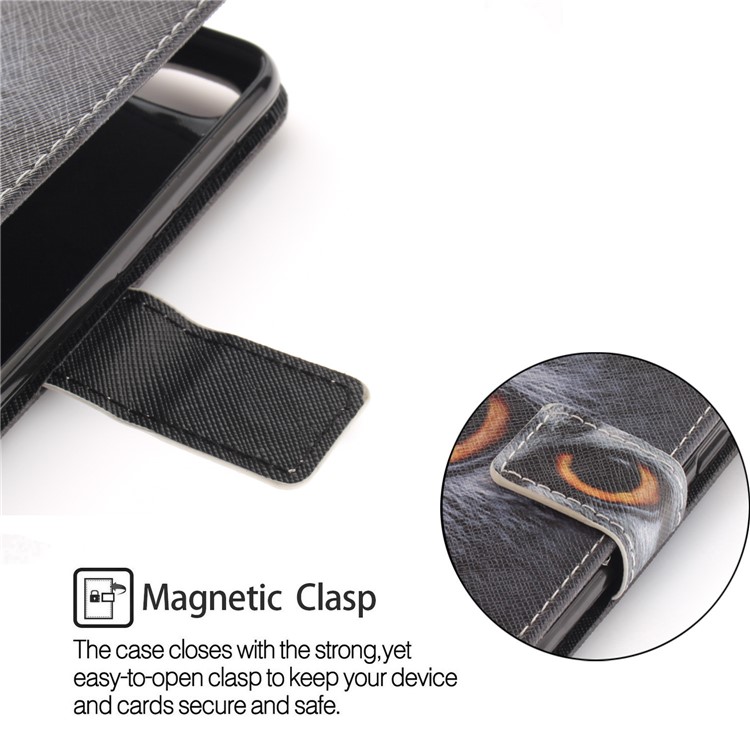 Printing Pattern Magnetic Stand Leather Wallet Cell Phone Case with Strap for Huawei P9 lite mini/Y6 Pro (2017)/Enjoy 7 - Eyes-6