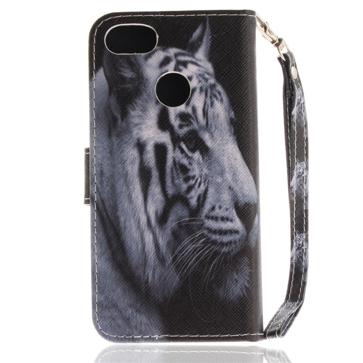 Printing Pattern Magnetic Stand Leather Wallet Cell Phone Shell with Strap for Huawei P9 lite mini/Y6 Pro (2017)/Enjoy 7 - Upset Tiger-2