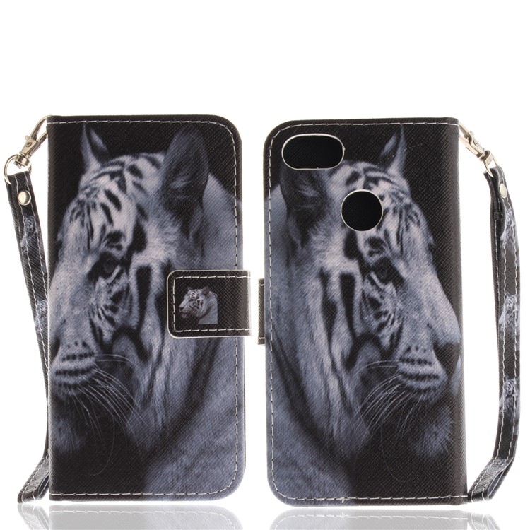 Printing Pattern Magnetic Stand Leather Wallet Cell Phone Shell with Strap for Huawei P9 lite mini/Y6 Pro (2017)/Enjoy 7 - Upset Tiger-3