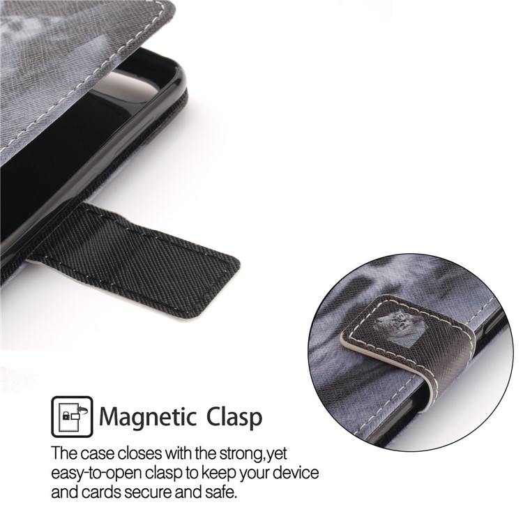 Printing Pattern Magnetic Stand Leather Wallet Cell Phone Shell with Strap for Huawei P9 lite mini/Y6 Pro (2017)/Enjoy 7 - Upset Tiger-6