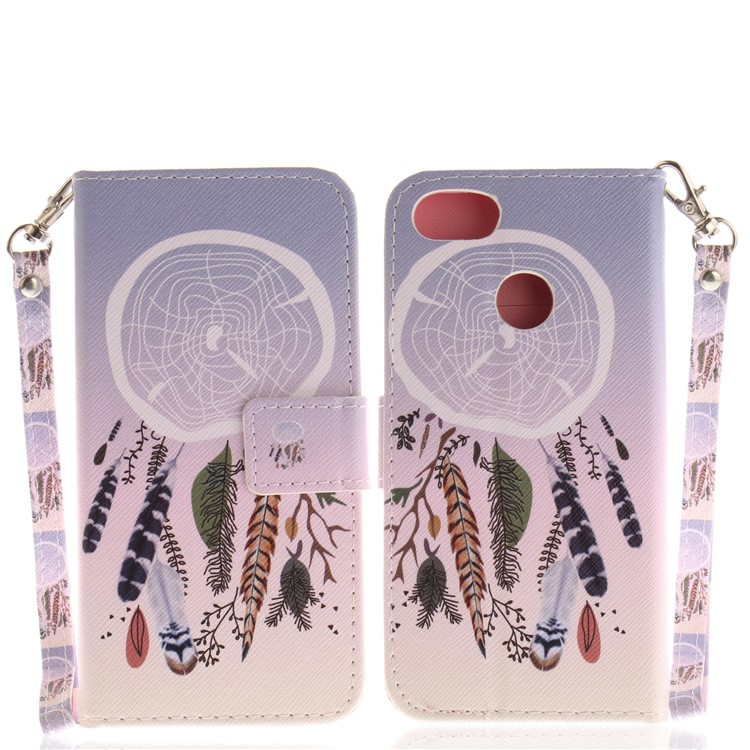 Printing Pattern Magnetic Stand Leather Wallet Cell Phone Casing with Strap for Huawei P9 lite mini/Y6 Pro (2017)/Enjoy 7 - Dream Catcher-3