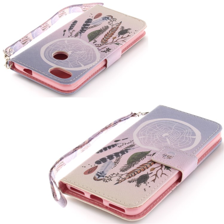 Printing Pattern Magnetic Stand Leather Wallet Cell Phone Casing with Strap for Huawei P9 lite mini/Y6 Pro (2017)/Enjoy 7 - Dream Catcher-4