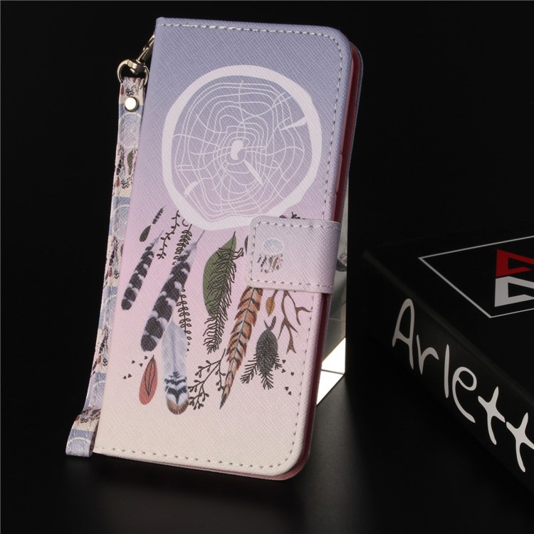 Printing Pattern Magnetic Stand Leather Wallet Cell Phone Casing with Strap for Huawei P9 lite mini/Y6 Pro (2017)/Enjoy 7 - Dream Catcher-9