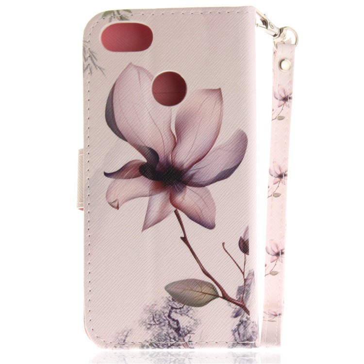 Printing Pattern Magnetic Stand Leather Wallet Mobile Phone Case with Strap for Huawei P9 lite mini/Y6 Pro (2017)/Enjoy 7 - Flower-2