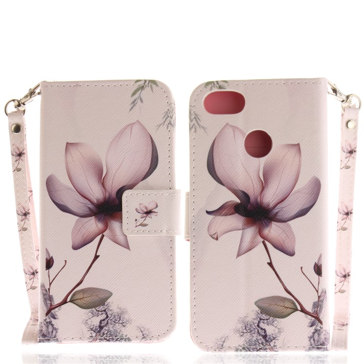 Printing Pattern Magnetic Stand Leather Wallet Mobile Phone Case with Strap for Huawei P9 lite mini/Y6 Pro (2017)/Enjoy 7 - Flower-3