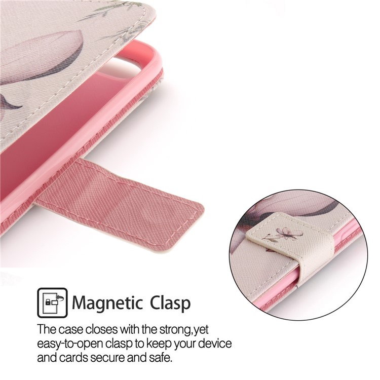 Printing Pattern Magnetic Stand Leather Wallet Mobile Phone Case with Strap for Huawei P9 lite mini/Y6 Pro (2017)/Enjoy 7 - Flower-6