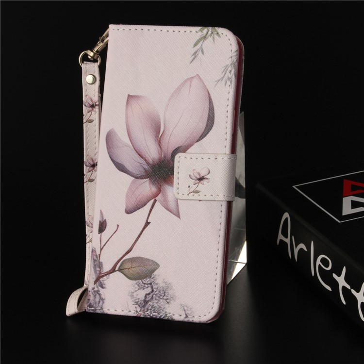 Printing Pattern Magnetic Stand Leather Wallet Mobile Phone Case with Strap for Huawei P9 lite mini/Y6 Pro (2017)/Enjoy 7 - Flower-9