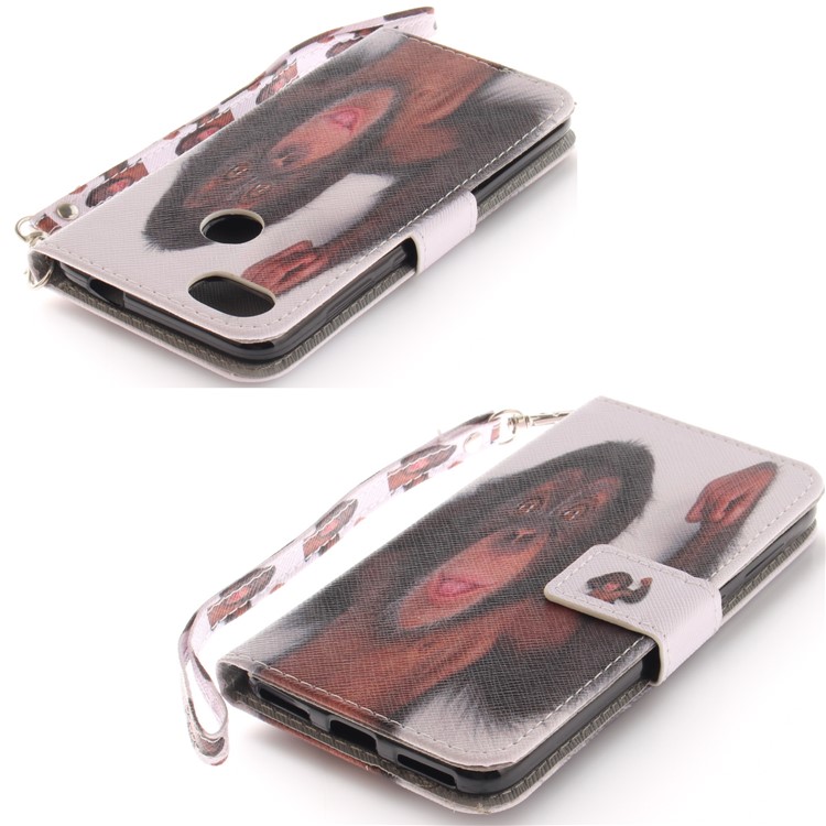 Printing Pattern Magnetic Stand Leather Wallet Mobile Phone Cover with Strap for Huawei P9 lite mini/Y6 Pro (2017)/Enjoy 7 - Orangutan-4