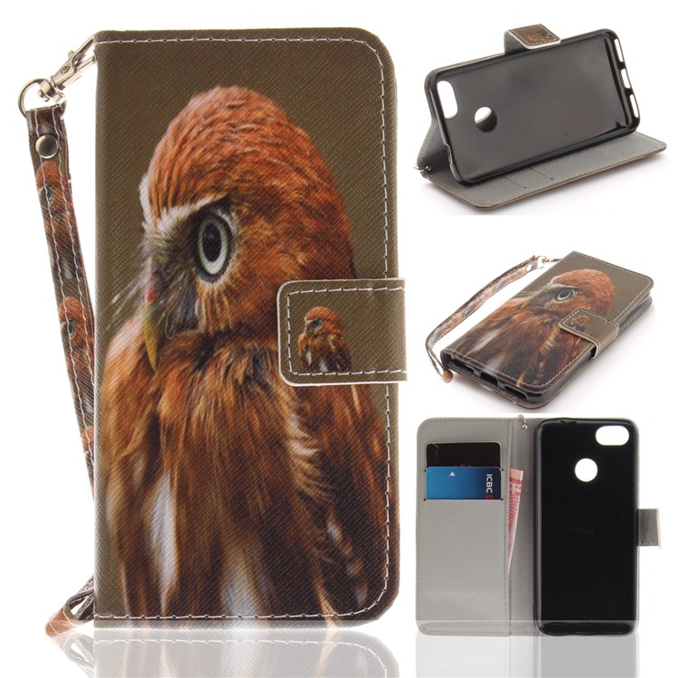 Printing Pattern Magnetic Stand Leather Wallet Mobile Phone Shell with Strap for Huawei P9 lite mini/Y6 Pro (2017)/Enjoy 7 - Parrot-1
