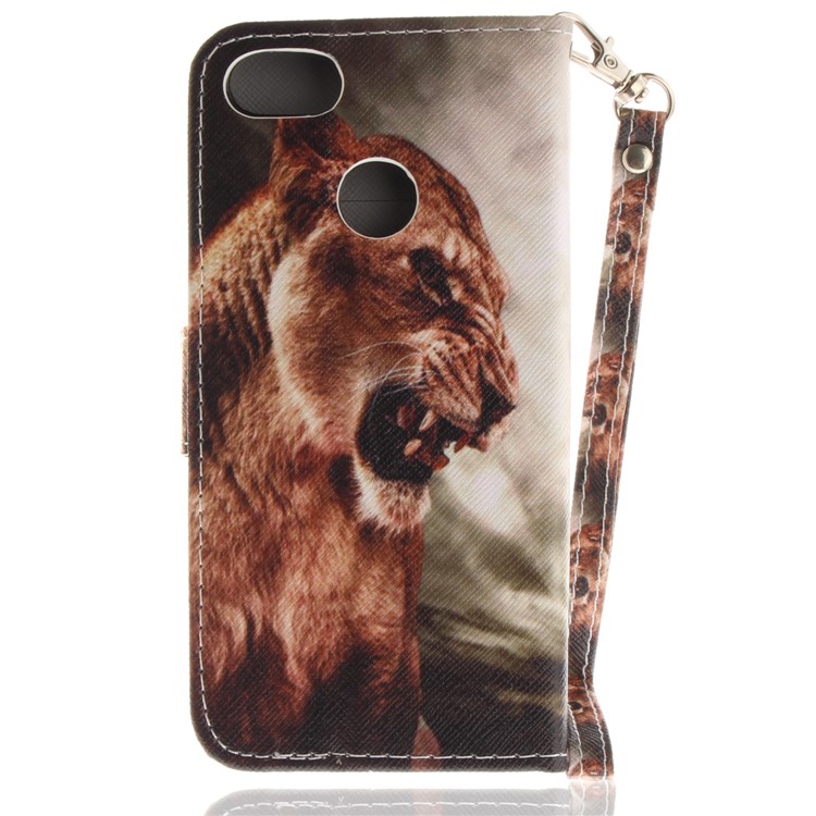 Printing Pattern Magnetic Stand Leather Wallet Protective Case with Strap for Huawei P9 lite mini/Y6 Pro (2017)/Enjoy 7 - Tiger-2