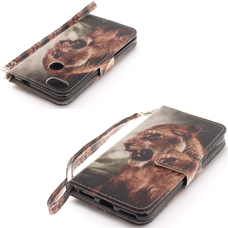 Printing Pattern Magnetic Stand Leather Wallet Protective Case with Strap for Huawei P9 lite mini/Y6 Pro (2017)/Enjoy 7 - Tiger-4