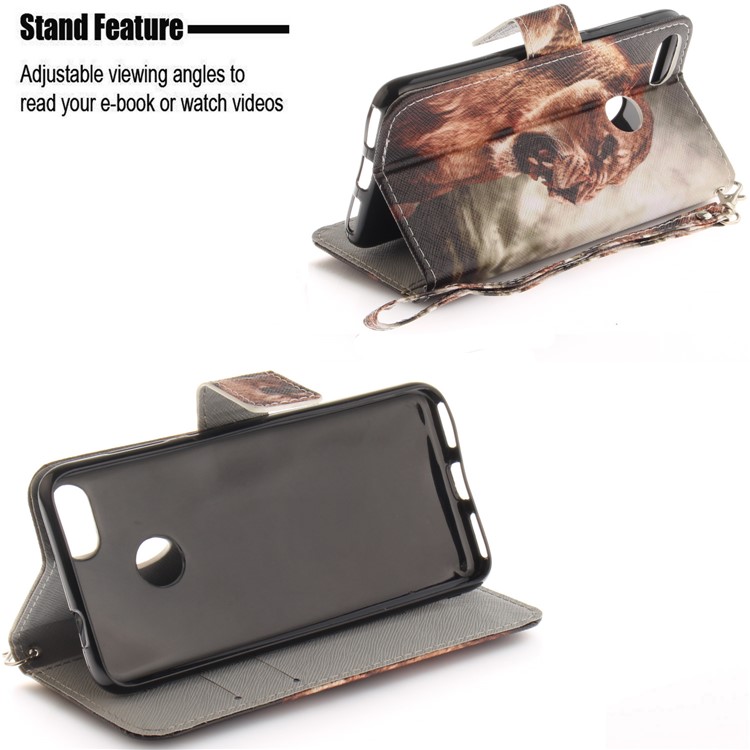 Printing Pattern Magnetic Stand Leather Wallet Protective Case with Strap for Huawei P9 lite mini/Y6 Pro (2017)/Enjoy 7 - Tiger-5