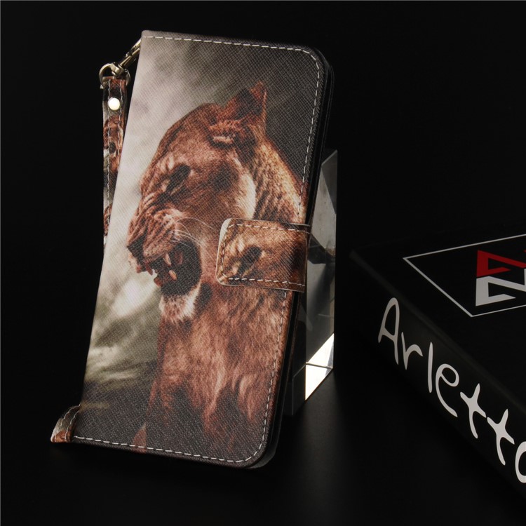Printing Pattern Magnetic Stand Leather Wallet Protective Case with Strap for Huawei P9 lite mini/Y6 Pro (2017)/Enjoy 7 - Tiger-9