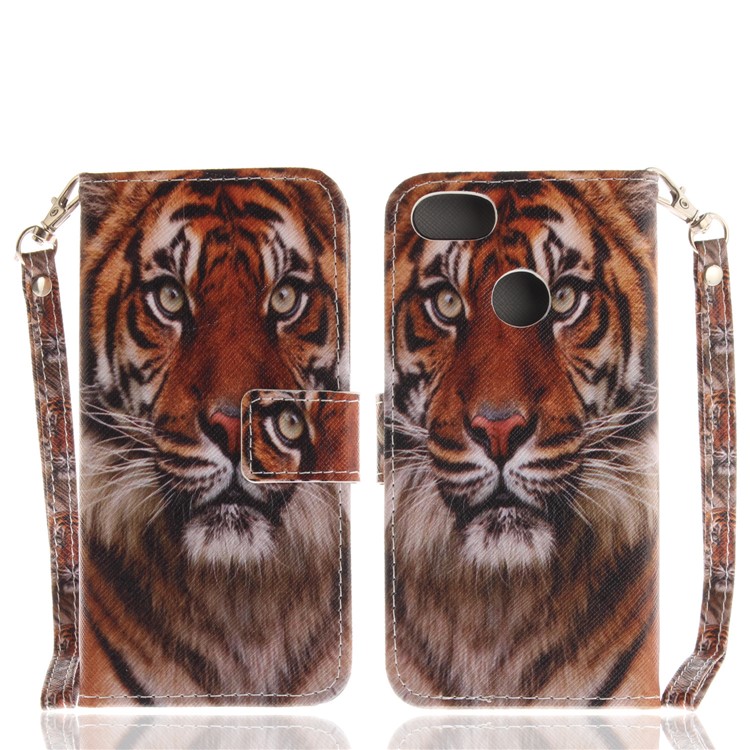 Printing Pattern Magnetic Stand Leather Wallet Protective Casing with Strap for Huawei P9 lite mini/Y6 Pro (2017)/Enjoy 7 - Fierce Tiger-3