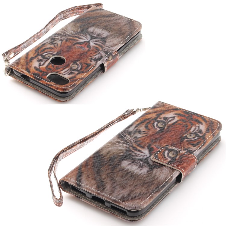 Printing Pattern Magnetic Stand Leather Wallet Protective Casing with Strap for Huawei P9 lite mini/Y6 Pro (2017)/Enjoy 7 - Fierce Tiger-4