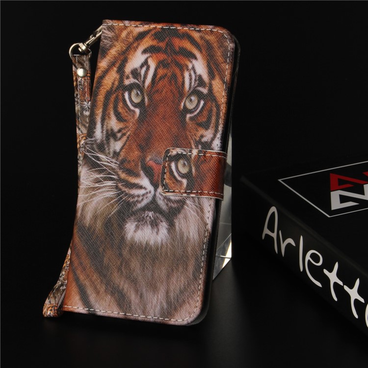 Printing Pattern Magnetic Stand Leather Wallet Protective Casing with Strap for Huawei P9 lite mini/Y6 Pro (2017)/Enjoy 7 - Fierce Tiger-9