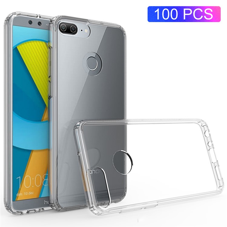 100PCS/Lot Drop-resistant Clear Acrylic + TPU Hybrid Phone Case for Huawei P Smart / Enjoy 7S - Transparent-1