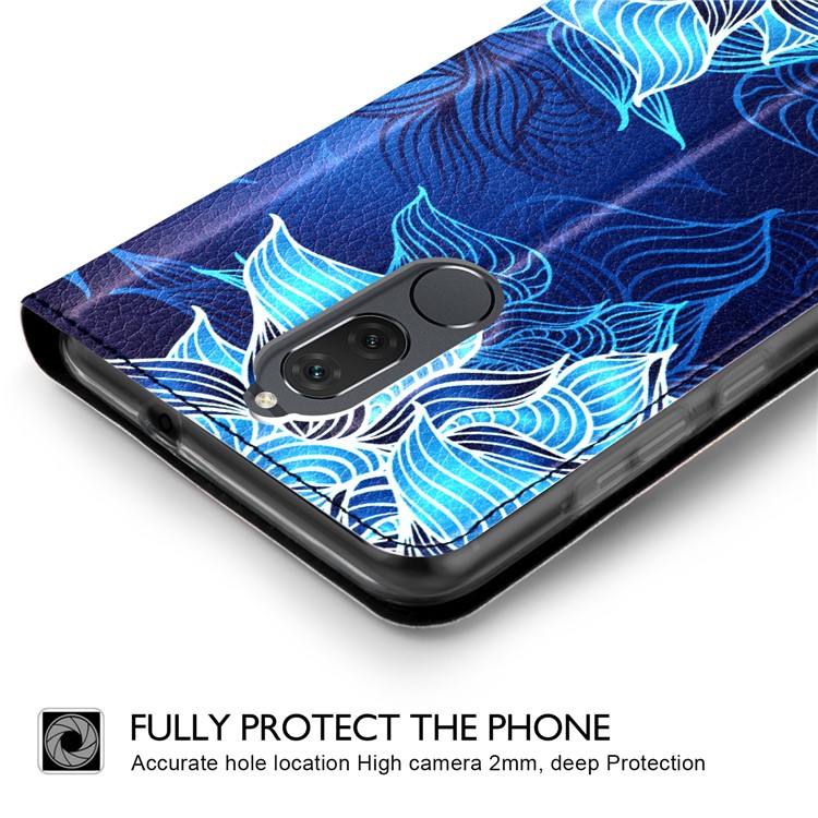 50Pcs/Lot Patterned Leather Stand Case for Huawei Mate 10 Lite / nova 2i / Maimang 6 / Honor 9i (India) - Blue Mandala-3