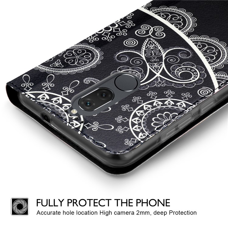 50Pcs/Lot Patterned Leather Stand Cover for Huawei Mate 10 Lite / nova 2i / Maimang 6 / Honor 9i (India) - Paisley-2