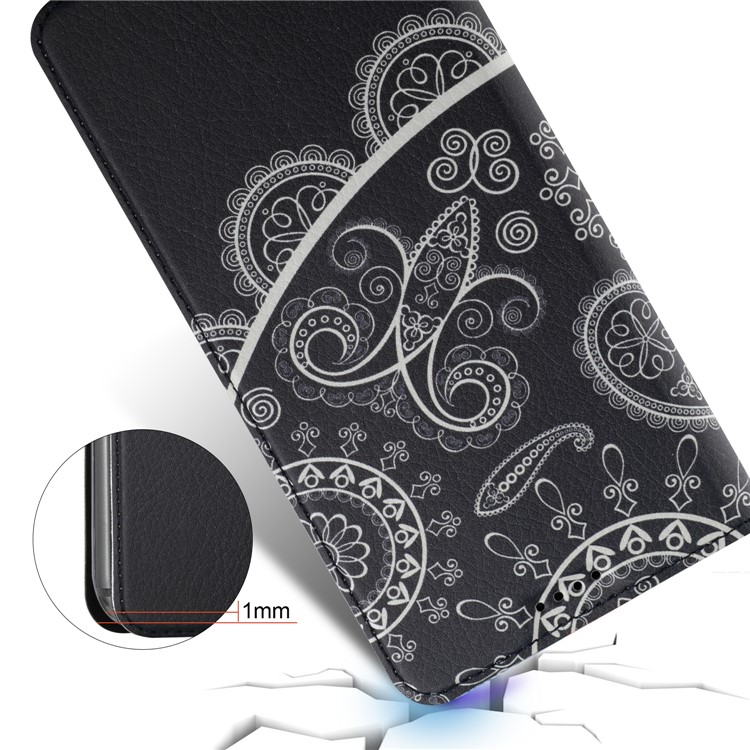 50Pcs/Lot Patterned Leather Stand Cover for Huawei Mate 10 Lite / nova 2i / Maimang 6 / Honor 9i (India) - Paisley-4