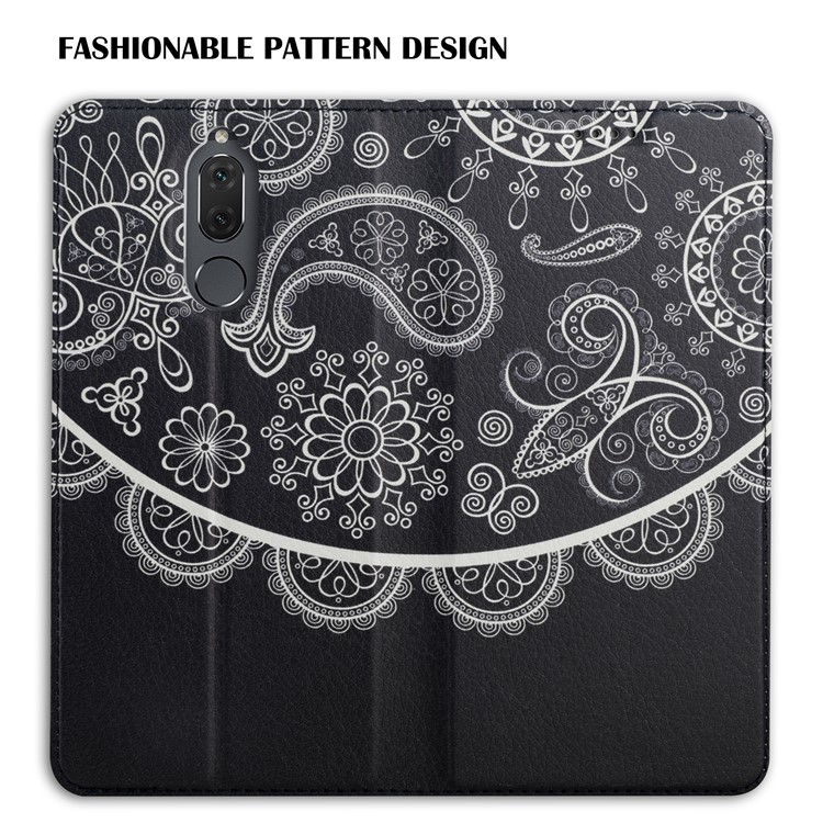 50Pcs/Lot Patterned Leather Stand Cover for Huawei Mate 10 Lite / nova 2i / Maimang 6 / Honor 9i (India) - Paisley-5
