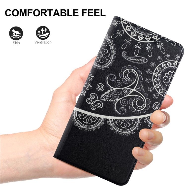 50Pcs/Lot Patterned Leather Stand Cover for Huawei Mate 10 Lite / nova 2i / Maimang 6 / Honor 9i (India) - Paisley-6