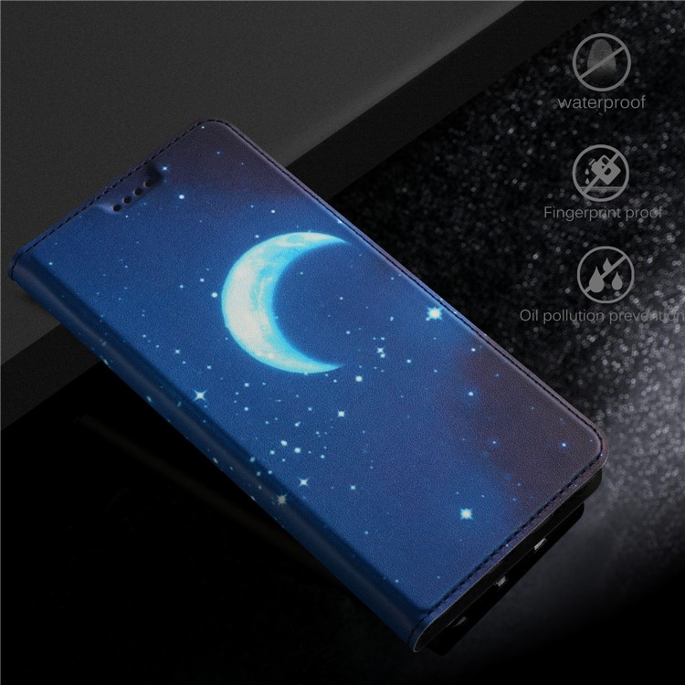 50Pcs/Lot Patterned Leather Card Holder Case for Huawei Mate 10 Lite / nova 2i / Maimang 6 / Honor 9i (India) - Moon Light-8