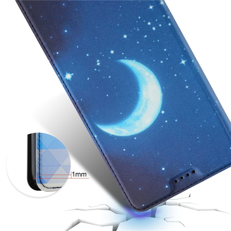 50Pcs/Lot Patterned Leather Card Holder Case for Huawei Mate 10 Lite / nova 2i / Maimang 6 / Honor 9i (India) - Moon Light-9