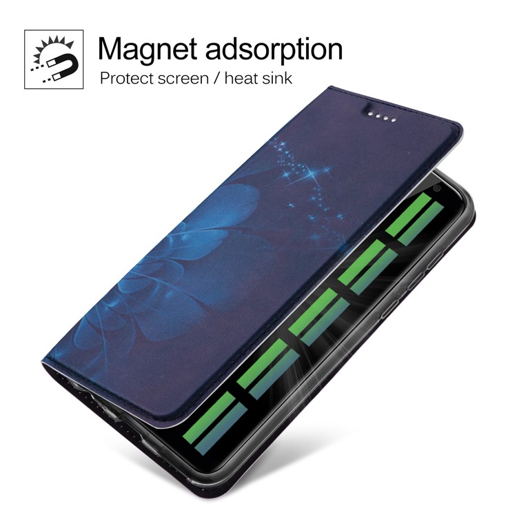 50Pcs/Lot Patterned Leather Card Slot Case for Huawei Mate 10 Lite / nova 2i / Maimang 6 / Honor 9i (India) - Blue Flower-4