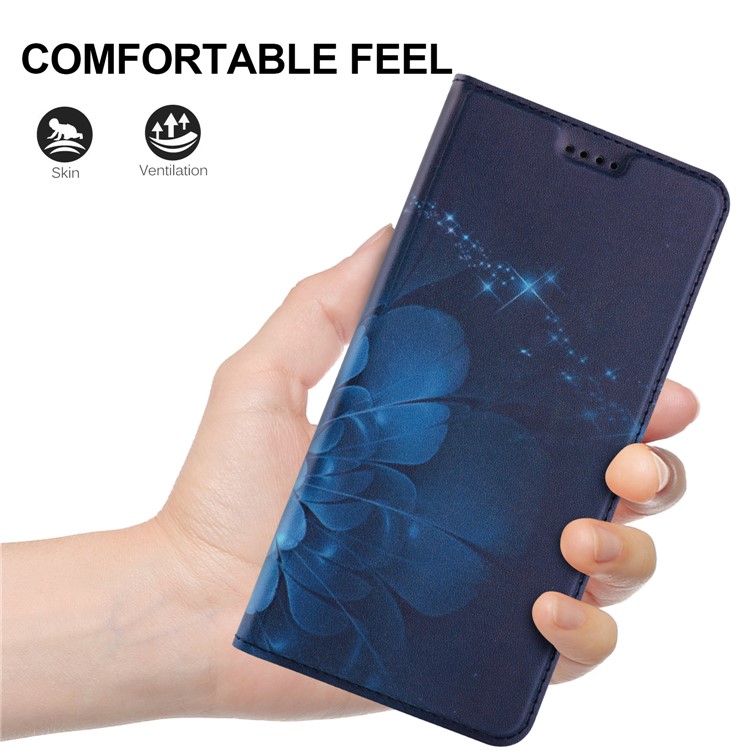 50Pcs/Lot Patterned Leather Card Slot Case for Huawei Mate 10 Lite / nova 2i / Maimang 6 / Honor 9i (India) - Blue Flower-6