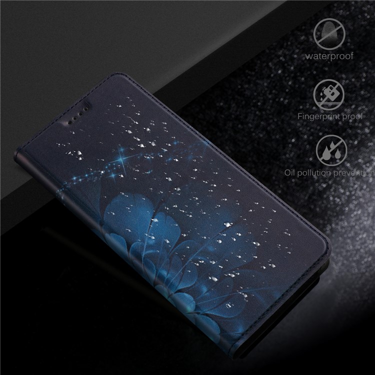 50Pcs/Lot Patterned Leather Card Slot Case for Huawei Mate 10 Lite / nova 2i / Maimang 6 / Honor 9i (India) - Blue Flower-8