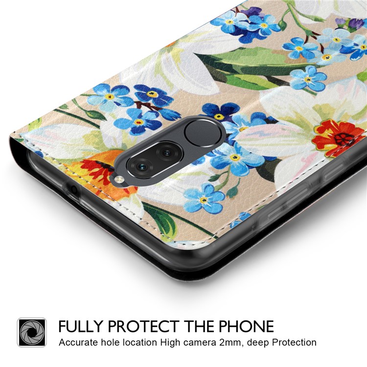 50Pcs/Lot Patterned Leather Card Slot Cover for Huawei Mate 10 Lite / nova 2i / Maimang 6 / Honor 9i (India) - Pretty Blossom-3