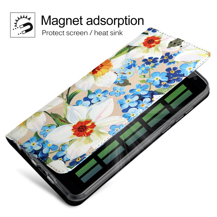 50Pcs/Lot Patterned Leather Card Slot Cover for Huawei Mate 10 Lite / nova 2i / Maimang 6 / Honor 9i (India) - Pretty Blossom-4