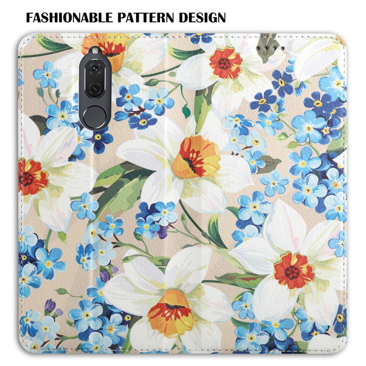 50Pcs/Lot Patterned Leather Card Slot Cover for Huawei Mate 10 Lite / nova 2i / Maimang 6 / Honor 9i (India) - Pretty Blossom-7
