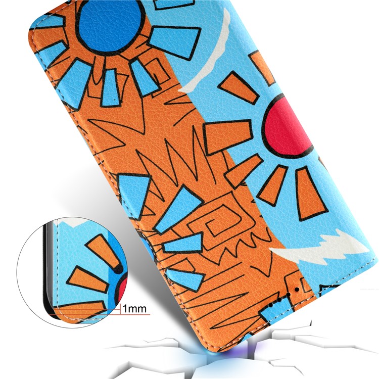 50Pcs/Lot Patterned Leather Auto-absorbed Magnetic Case for Huawei Mate 10 Lite / nova 2i / Maimang 6 / Honor 9i (India) - Colorful Sun Painting-5