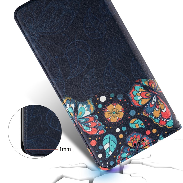 50Pcs/Lot Patterned Leather Auto-absorbed Magnetic Cover for Huawei Mate 10 Lite / nova 2i / Maimang 6 / Honor 9i (India) - Butterflies and Leaves-5