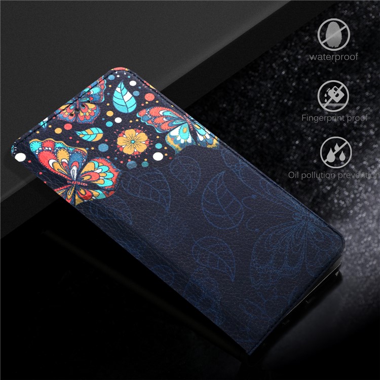 50Pcs/Lot Patterned Leather Auto-absorbed Magnetic Cover for Huawei Mate 10 Lite / nova 2i / Maimang 6 / Honor 9i (India) - Butterflies and Leaves-6