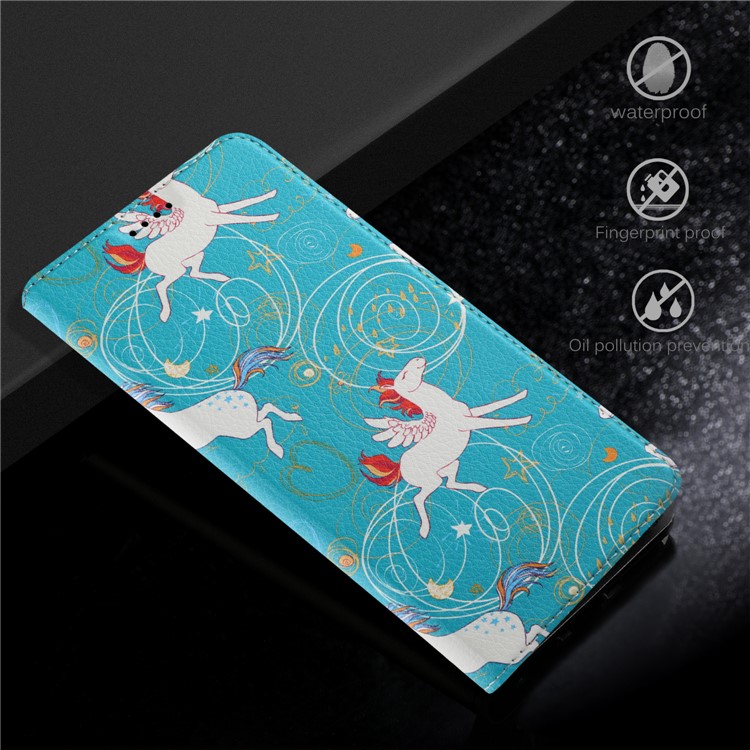 50Pcs/Lot Patterned Leather Auto-absorbed Magnetic Casing for Huawei Mate 10 Lite / nova 2i / Maimang 6 / Honor 9i (India) - Unicorns-7