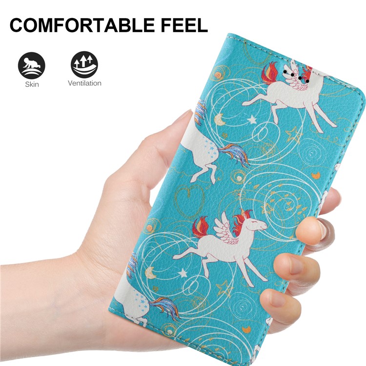 50Pcs/Lot Patterned Leather Auto-absorbed Magnetic Casing for Huawei Mate 10 Lite / nova 2i / Maimang 6 / Honor 9i (India) - Unicorns-9