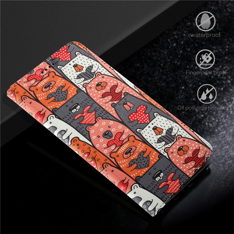 50Pcs/Lot Patterned Leather Stand Mobile Case for Huawei Mate 10 Lite / nova 2i / Honor 9i (India) - Lovely Bears-7