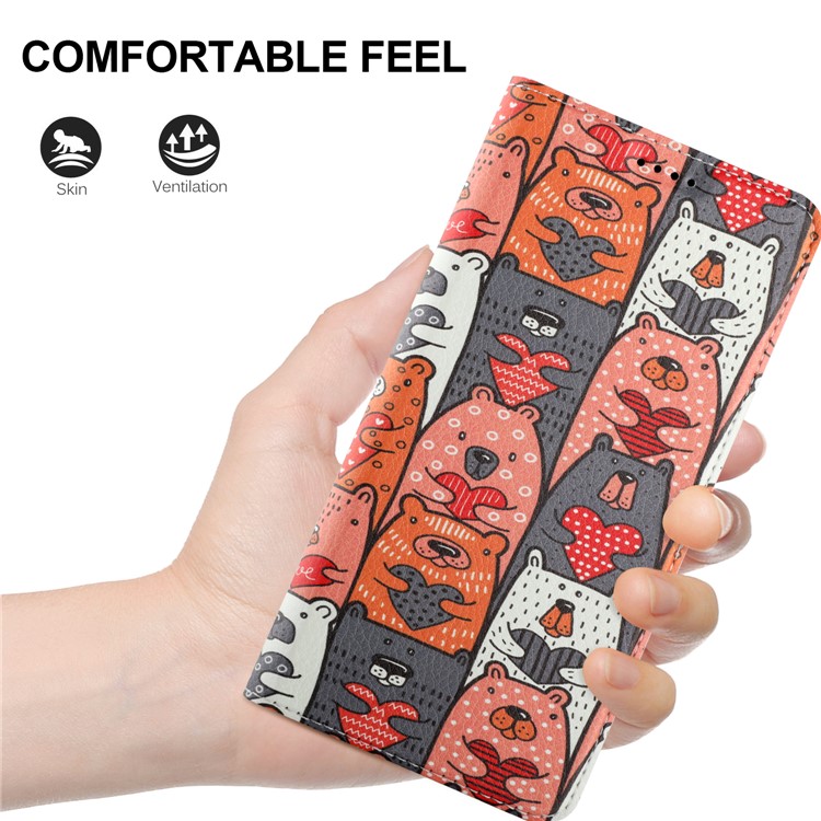 50Pcs/Lot Patterned Leather Stand Mobile Case for Huawei Mate 10 Lite / nova 2i / Honor 9i (India) - Lovely Bears-9