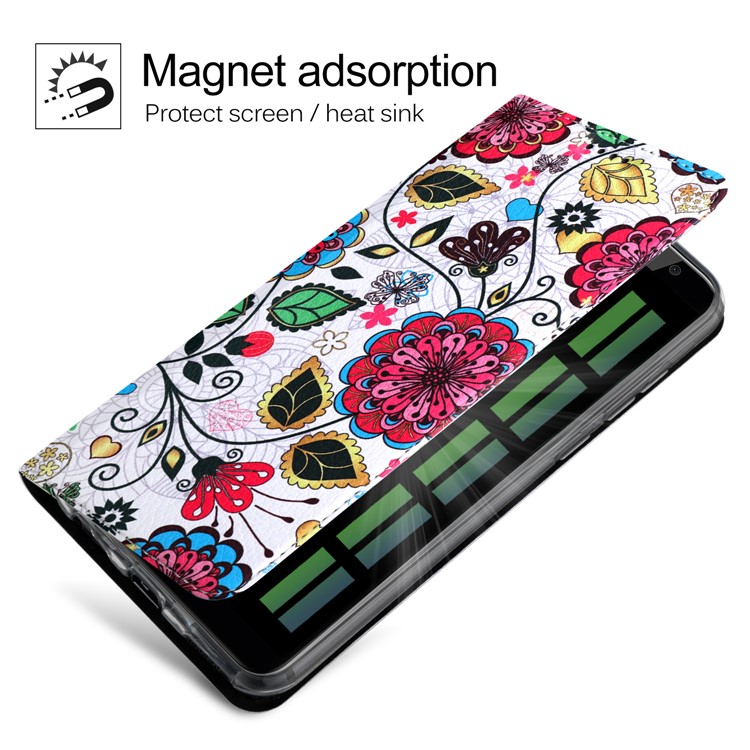 50Pcs/Lot Patterned Leather Stand Protective Case for Huawei Mate 10 Lite / nova 2i / Maimang 6 - Colorized Blossom-4