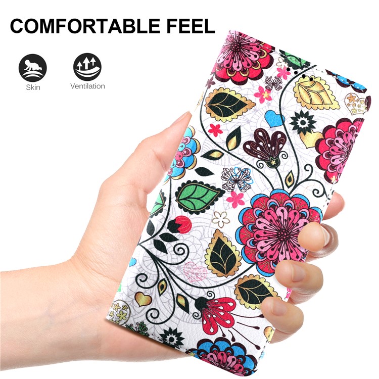 50Pcs/Lot Patterned Leather Stand Protective Case for Huawei Mate 10 Lite / nova 2i / Maimang 6 - Colorized Blossom-8