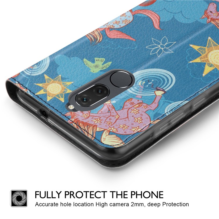 50Pcs/Lot Patterned Leather Stand Protection Casing for Huawei Mate 10 Lite / Honor 9i (India) - Horse Riding Bike-2