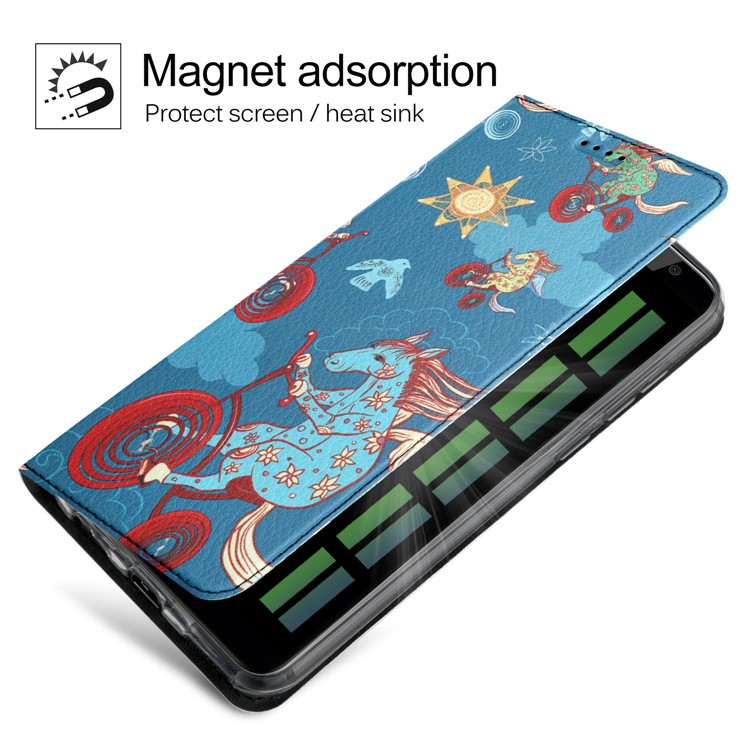 50Pcs/Lot Patterned Leather Stand Protection Casing for Huawei Mate 10 Lite / Honor 9i (India) - Horse Riding Bike-4